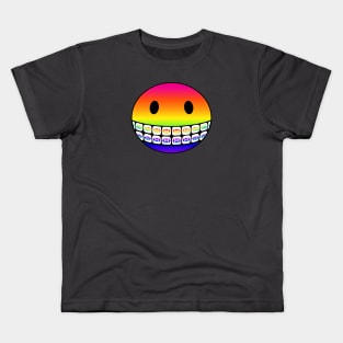 Rainbow Smiley Face with Rainbow Braces Kids T-Shirt